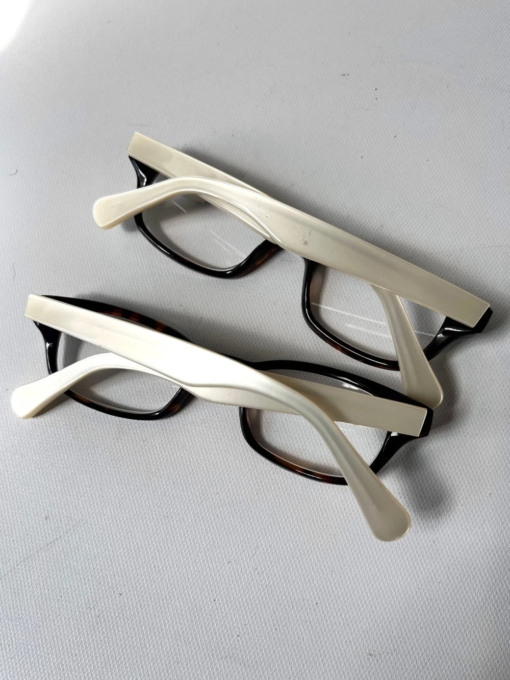 2pr Lot PETITE Fit +1.75 Reading Glasses Imperfect Tortoise/White Square Hornrim
